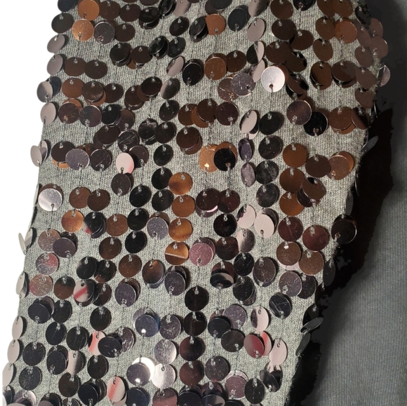 Free People "Charcoal" Grey Sequined Sleeve Top - Picture 6 of 11